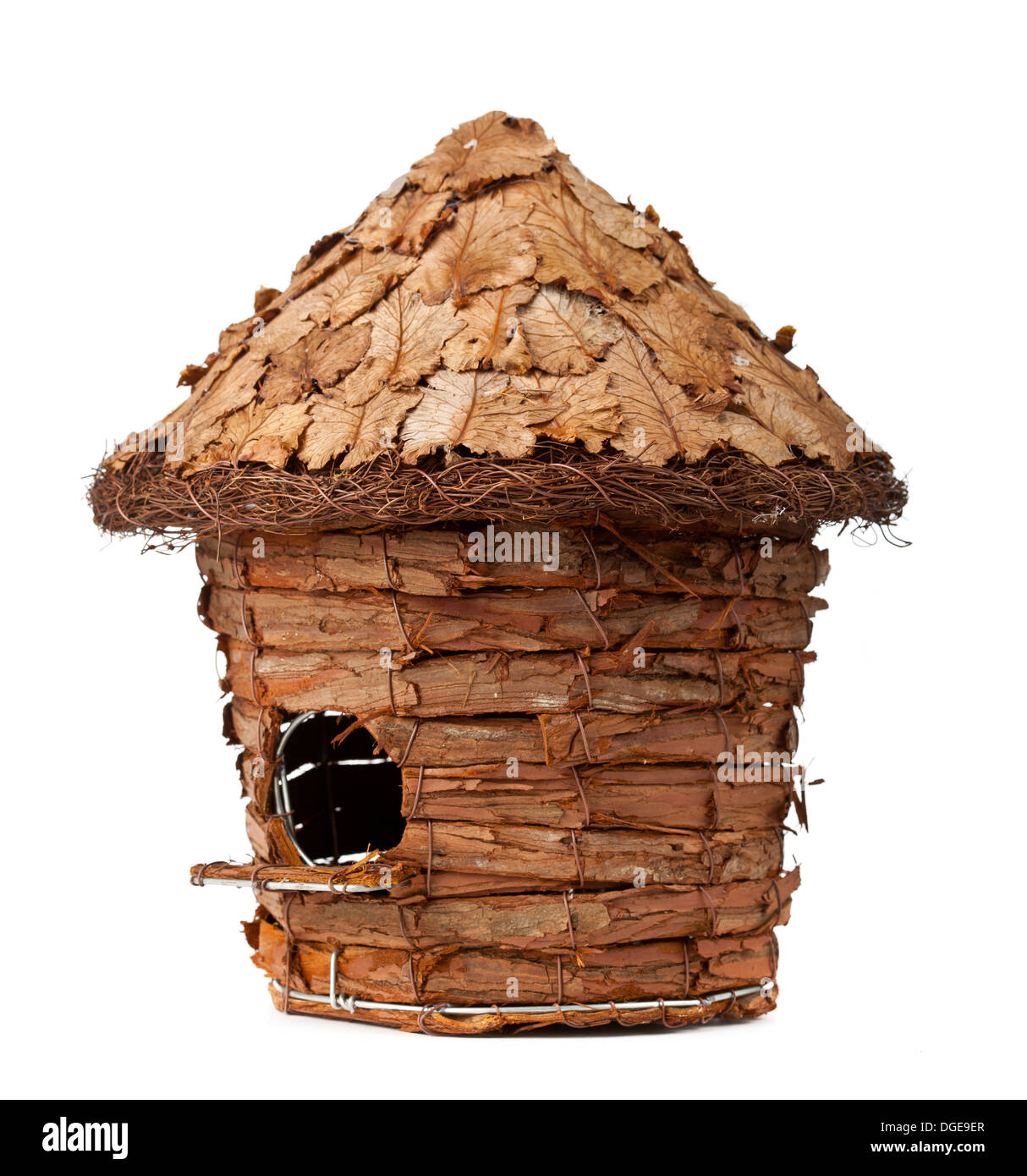 Wooden birdhouse on a white background Stock Photo
