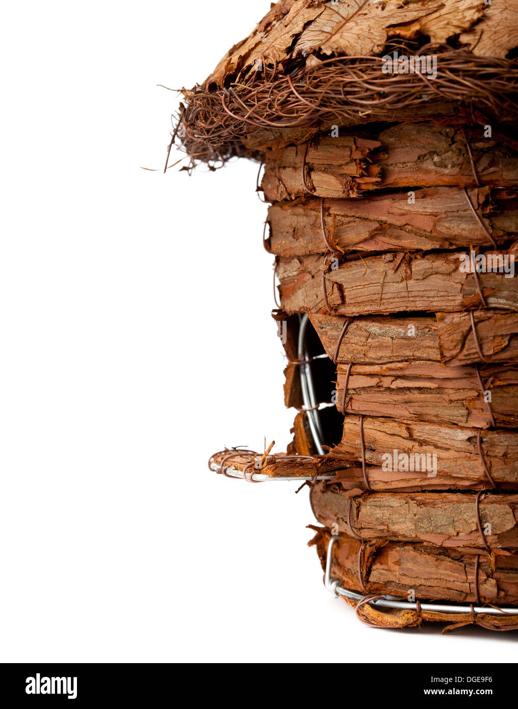 Wooden birdhouse on a white background Stock Photo