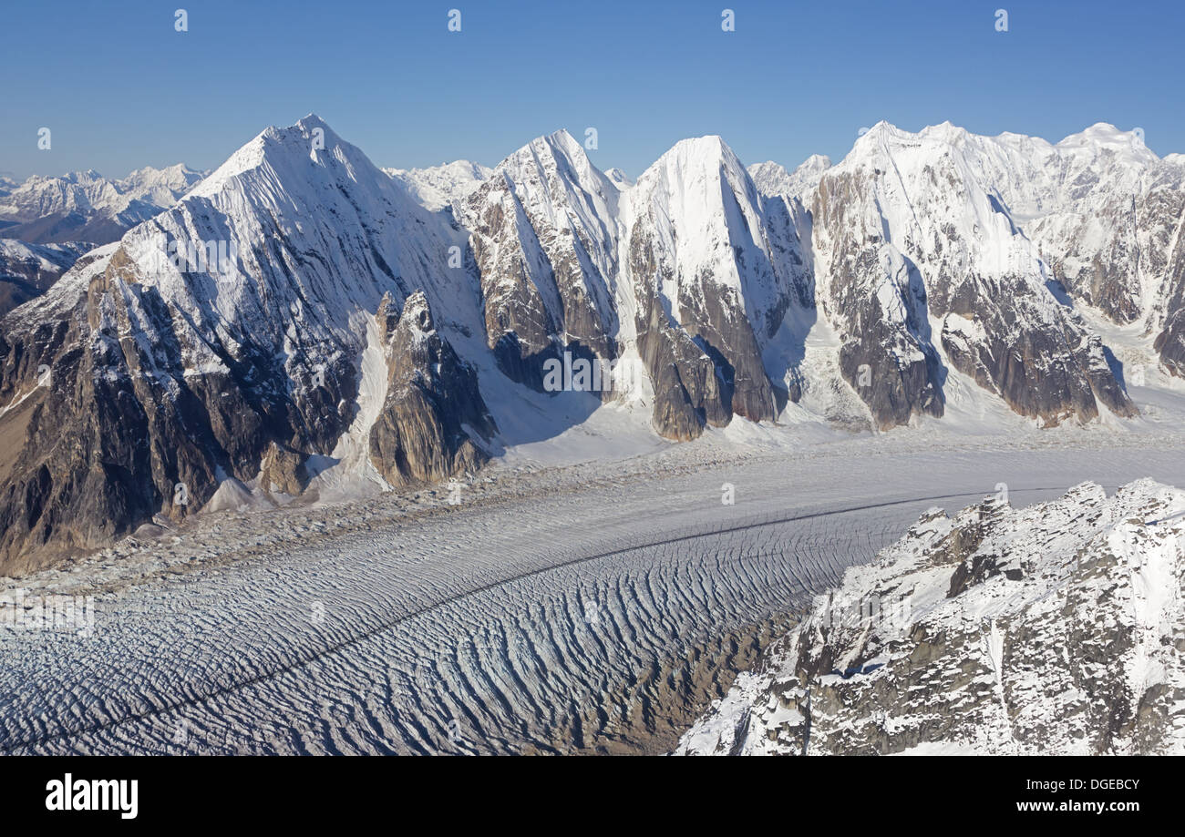 Ruth Glacier in the Alaska Mountain Range, Denali National Park and Preserve near Mount McKinley Stock Photo