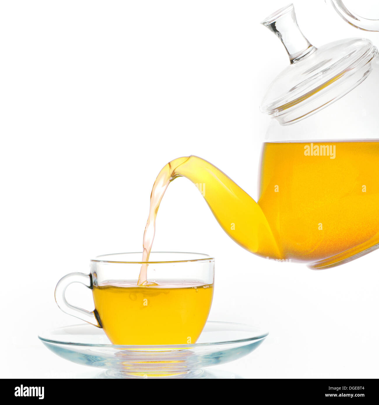 Glass teapot and cup of tea isolated Stock Photo Alamy