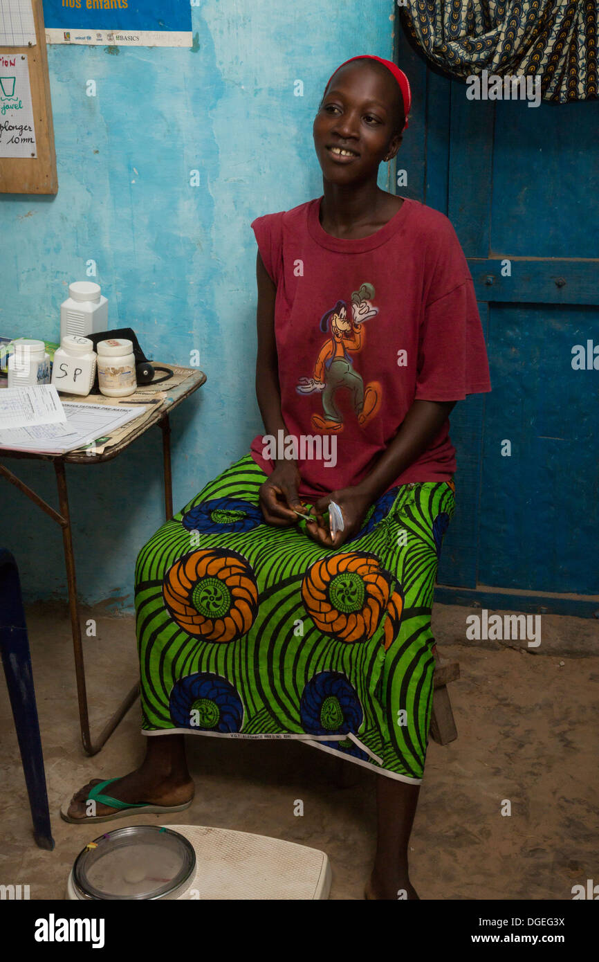 Female Patient at Nixo Village Health Clinic, near Sokone, Senegal Stock Photo