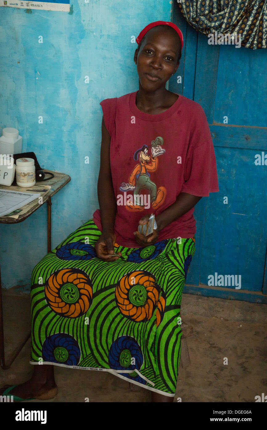 Female Patient at Nixo Village Health Clinic, near Sokone, Senegal Stock Photo