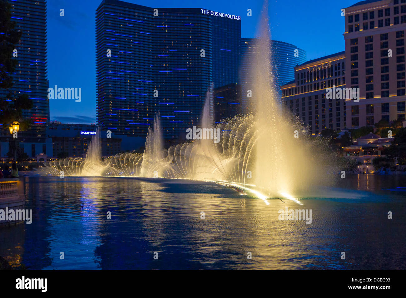 Fountian display in front of the Bellagio hotel Las Vegas, U.S.A. Stock Photo