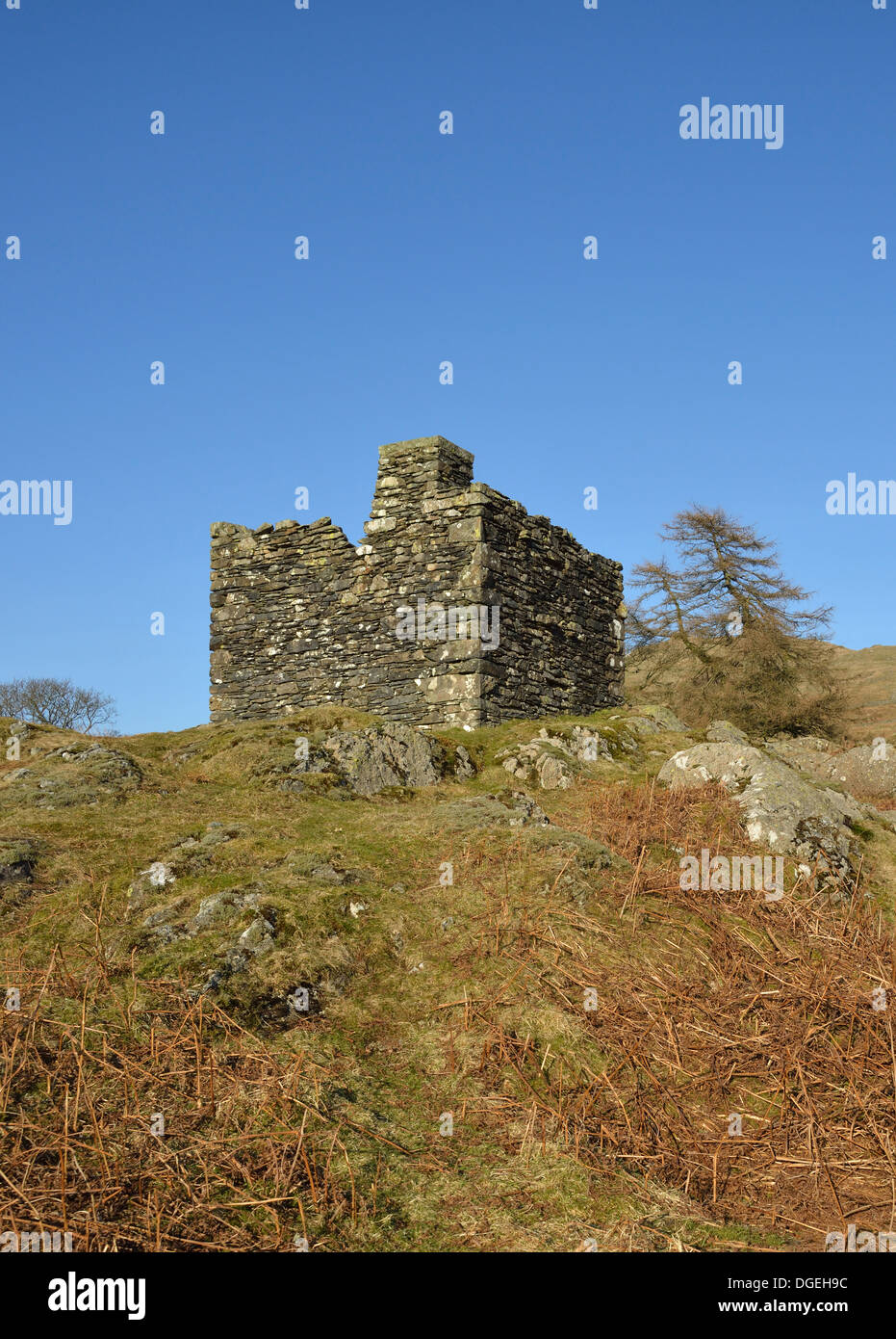 Aqueduct observatory above Kelsick Scar. Wansfell, Ambleside, Lake District National Park, Cumbria, England, United Kingdom. Stock Photo