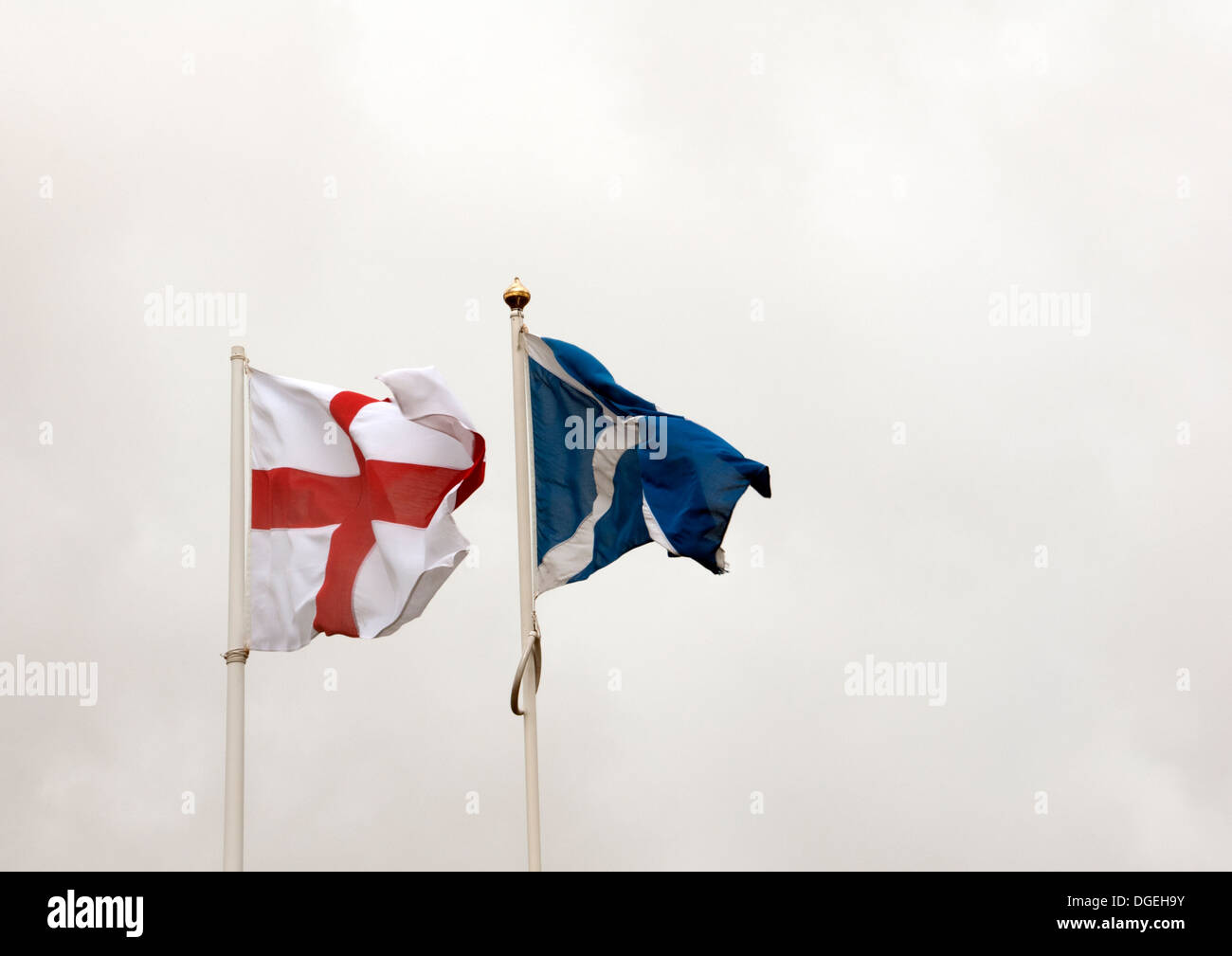 ENGLISH/SCOTTISH BORDER; NATIONAL FLAGS OF ENGLAND AND SCOTLAND AT