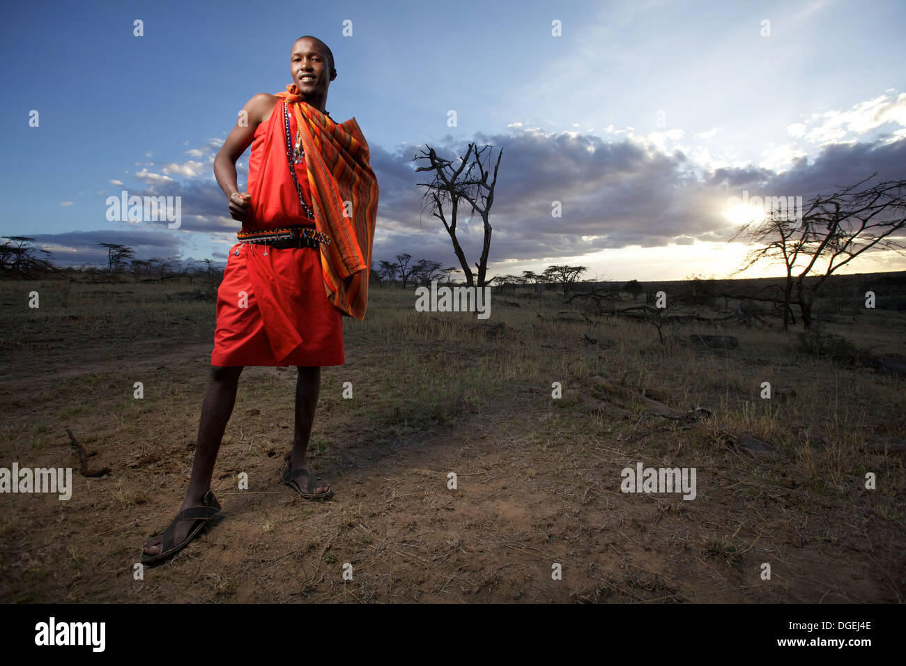 Maasai man portrait, Mara region, Kenya Stock Photo