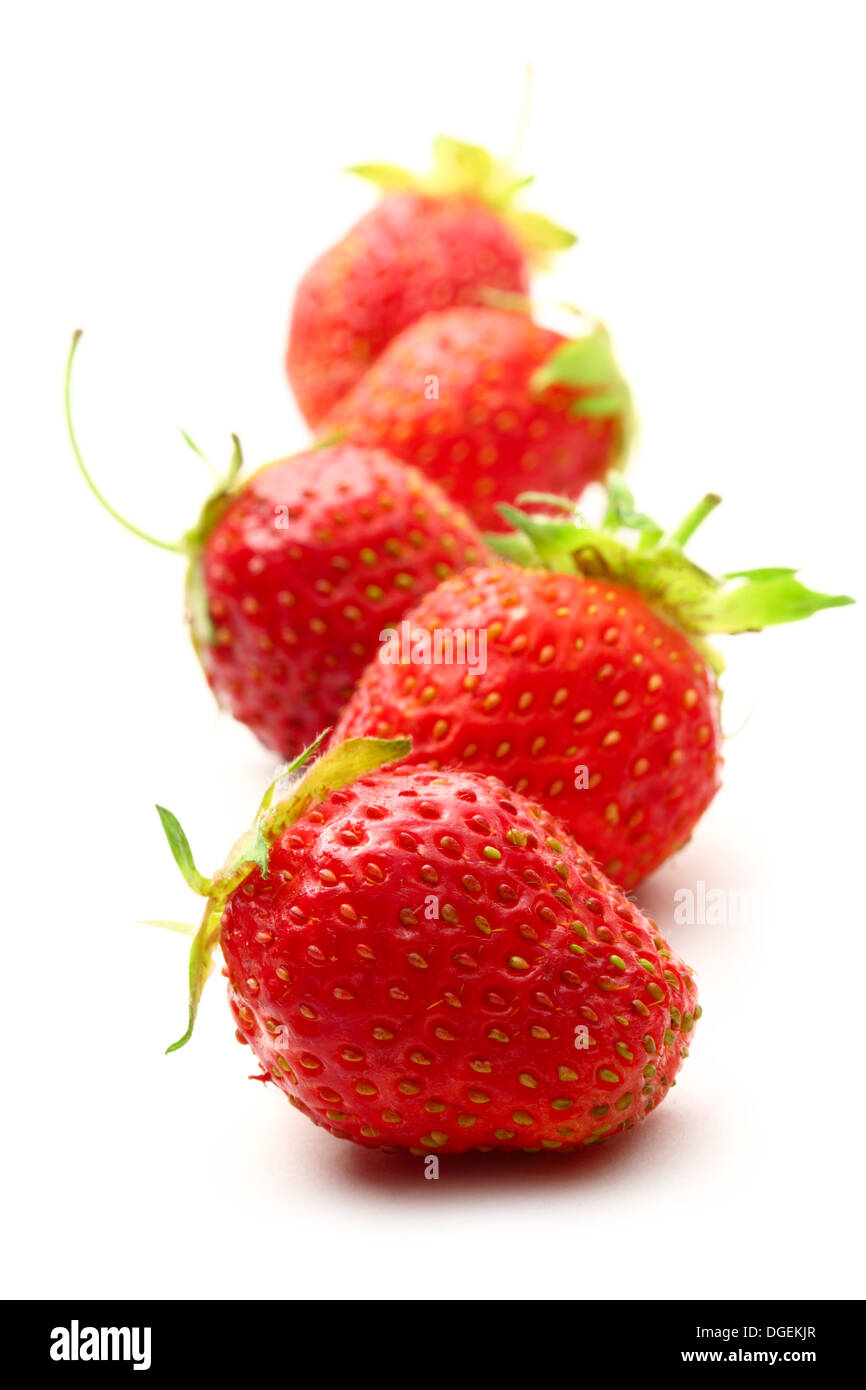 Ripe strawberry on white background Stock Photo - Alamy