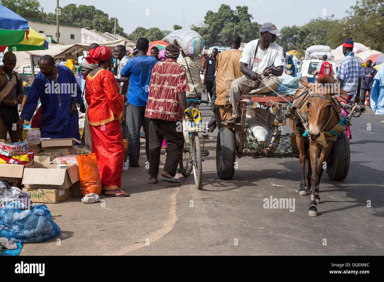 Weekly Market at Fass Njaga Choi, North Bank Region, The Gambia. Stock Photo