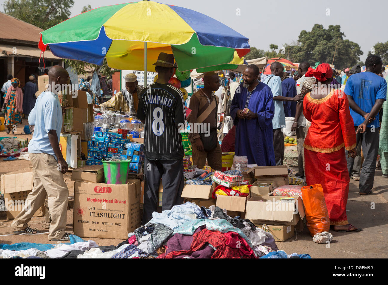 Weekly Market at Fass Njaga Choi, North Bank Region, The Gambia. Stock Photo