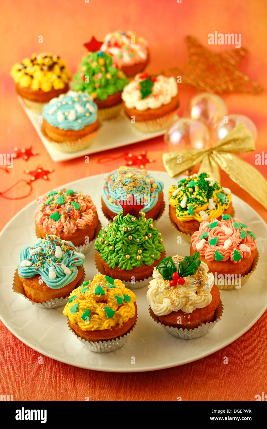 Christmas cupcakes. Recipe available. Stock Photo