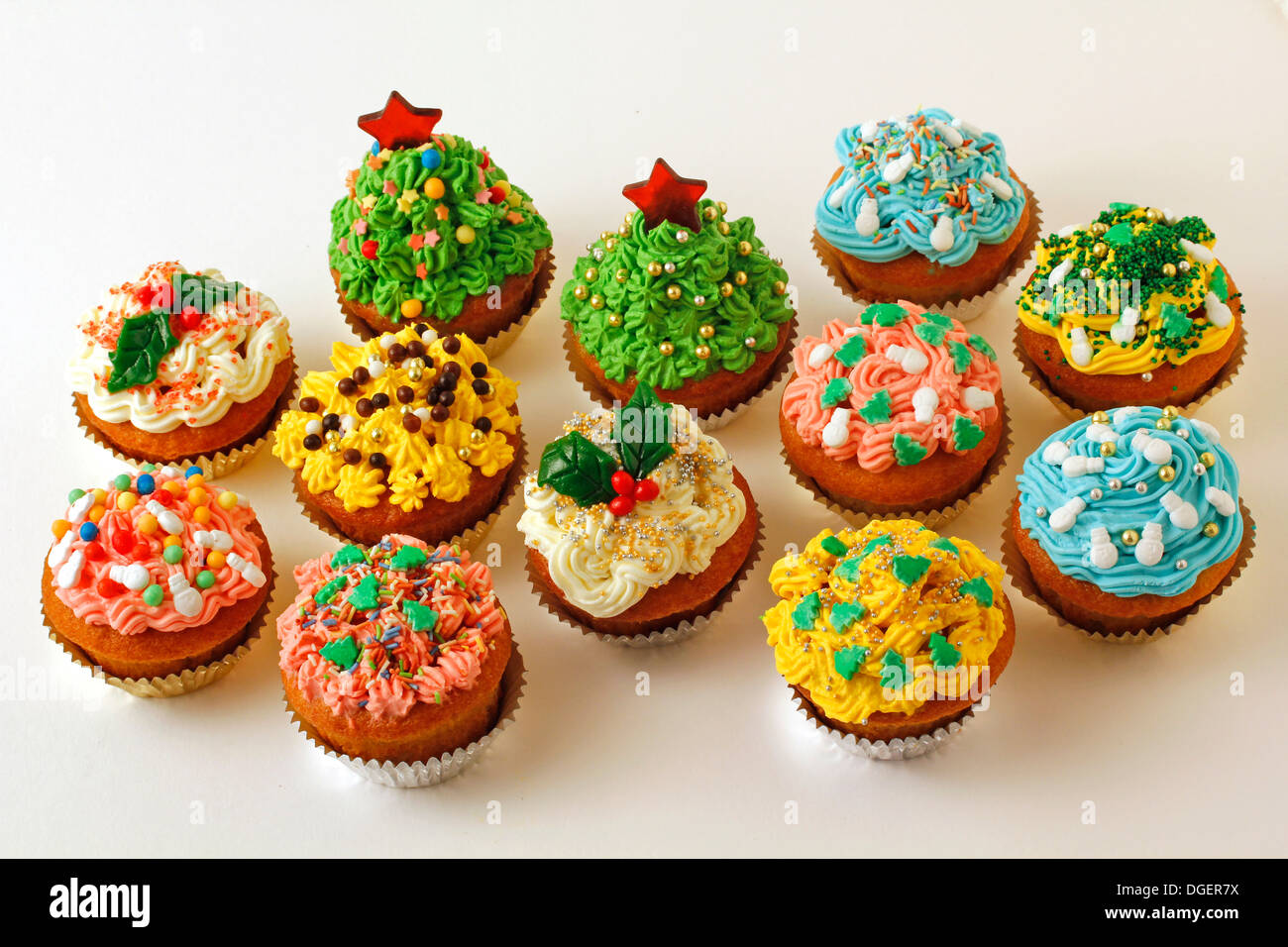 Christmas cupcakes. Stock Photo