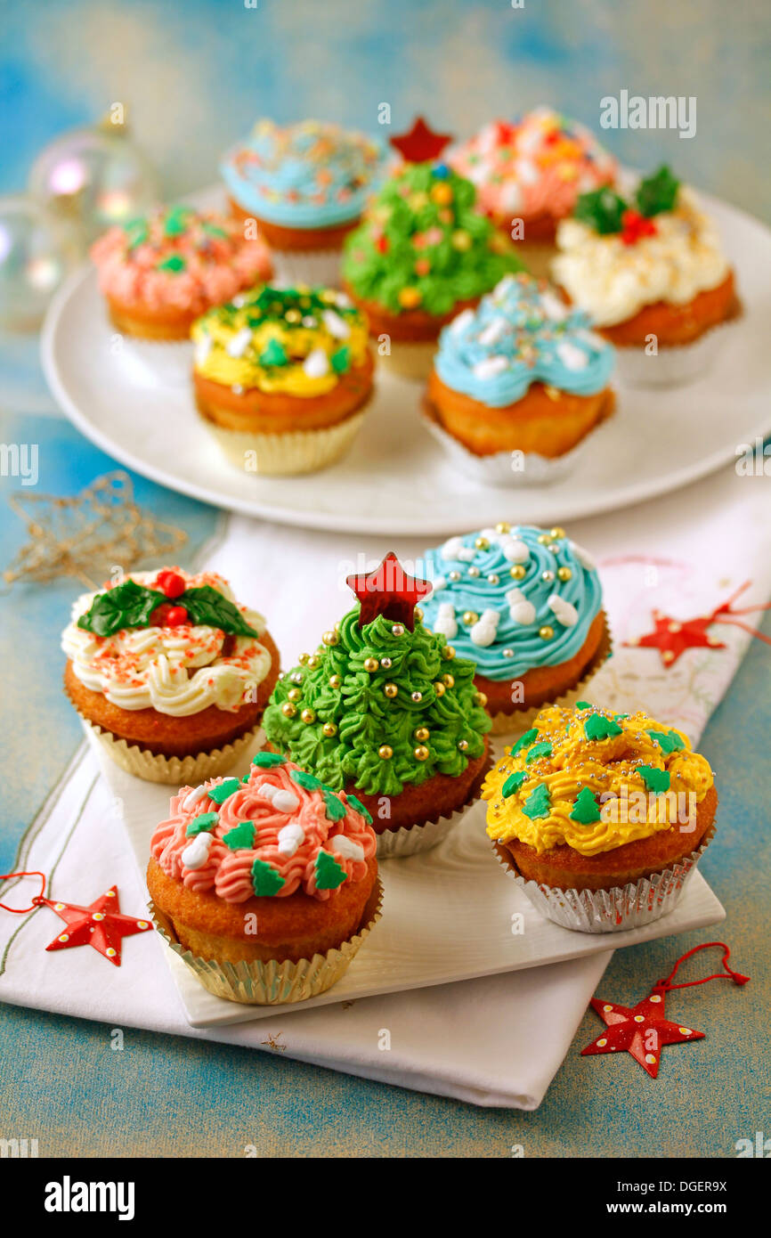 Christmas cupcakes. Recipe available. Stock Photo