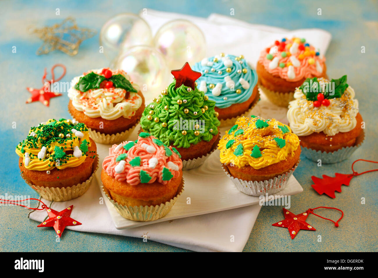 Christmas cupcakes. Recipe available. Stock Photo