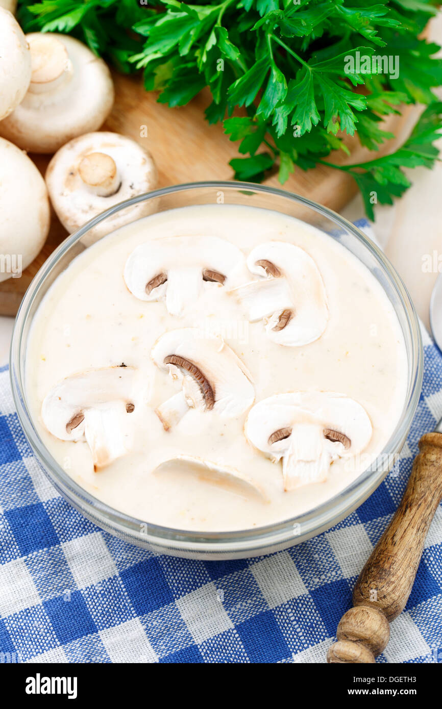Mushroom cream soup Stock Photo - Alamy