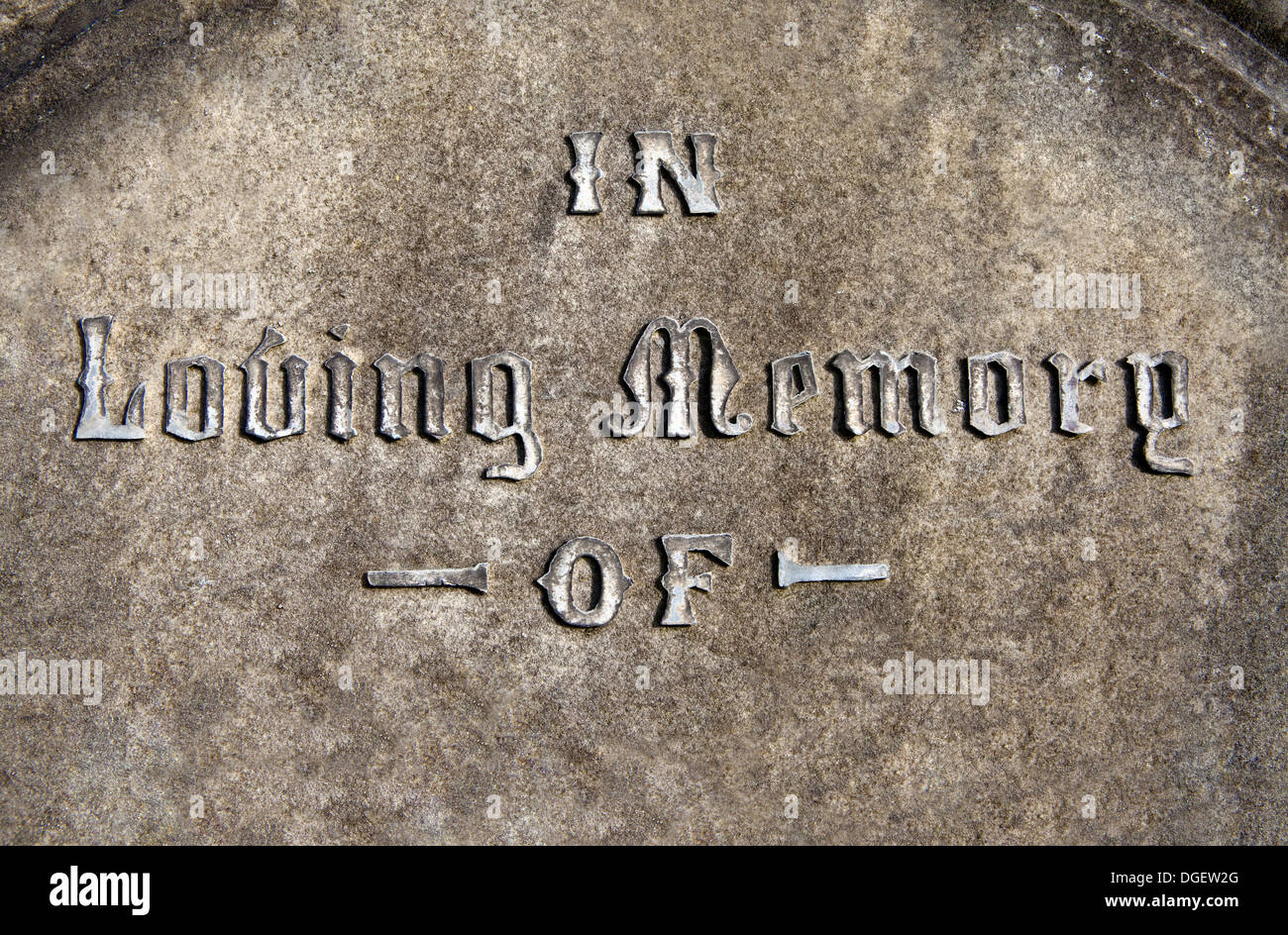 In Loving Memory inscribed on a gravestone Stock Photo Alamy