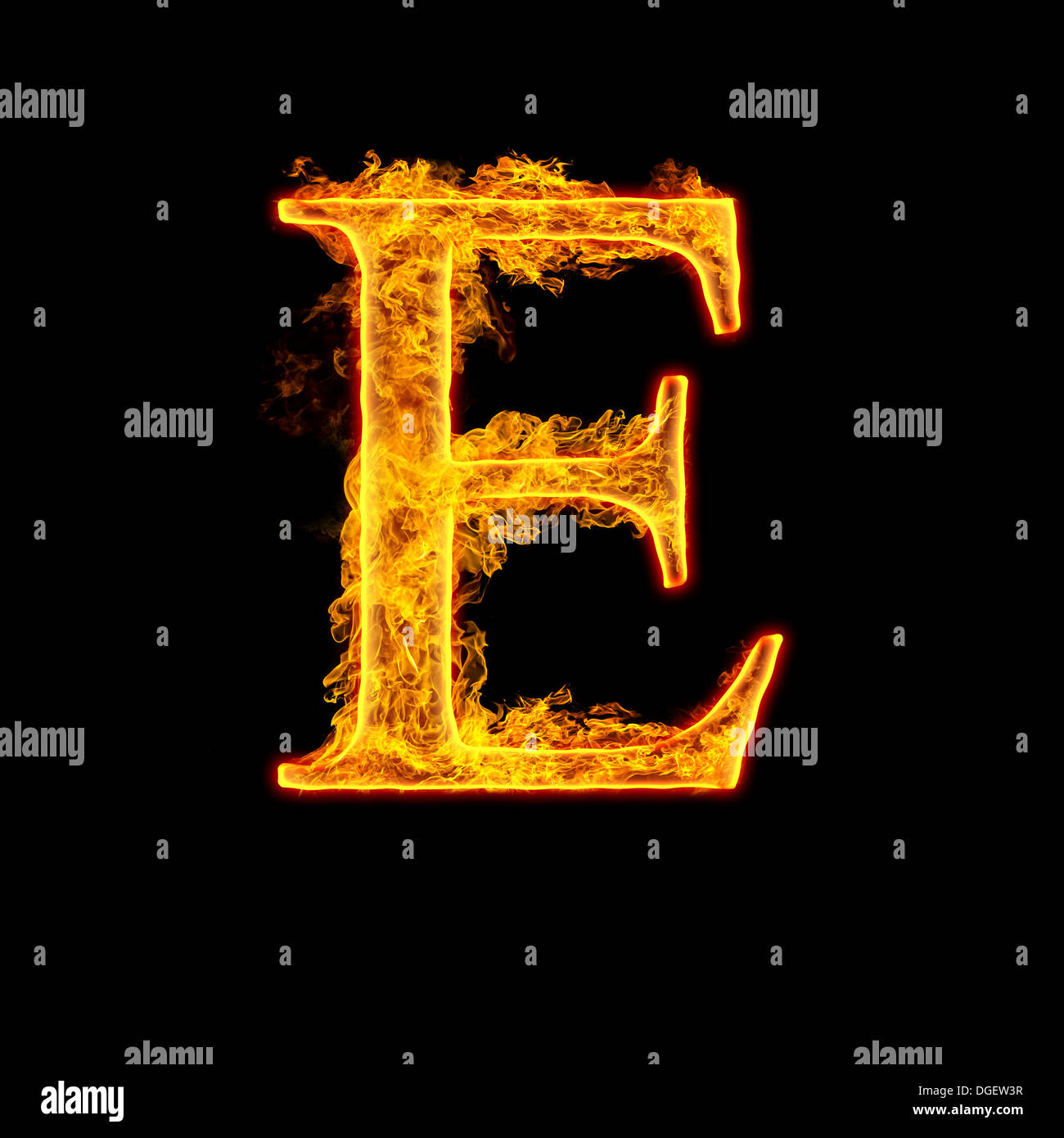 Fire alphabet letter E isolated on black background Stock Photo - Alamy