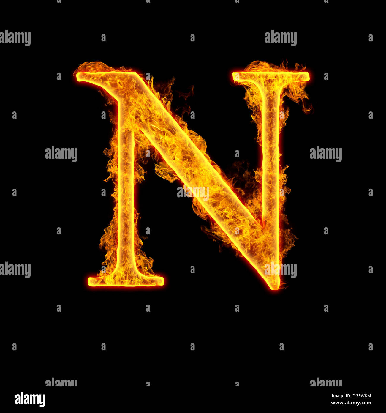Fire alphabet letter N isolated on black background Stock Photo ...