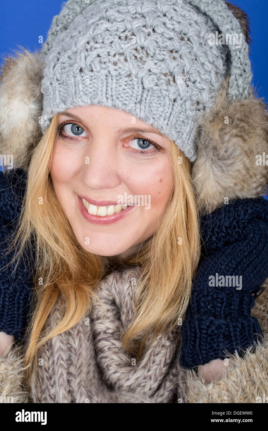 Model Released. Attractive Young Woman Wearing Woolen Hat Stock Photo ...