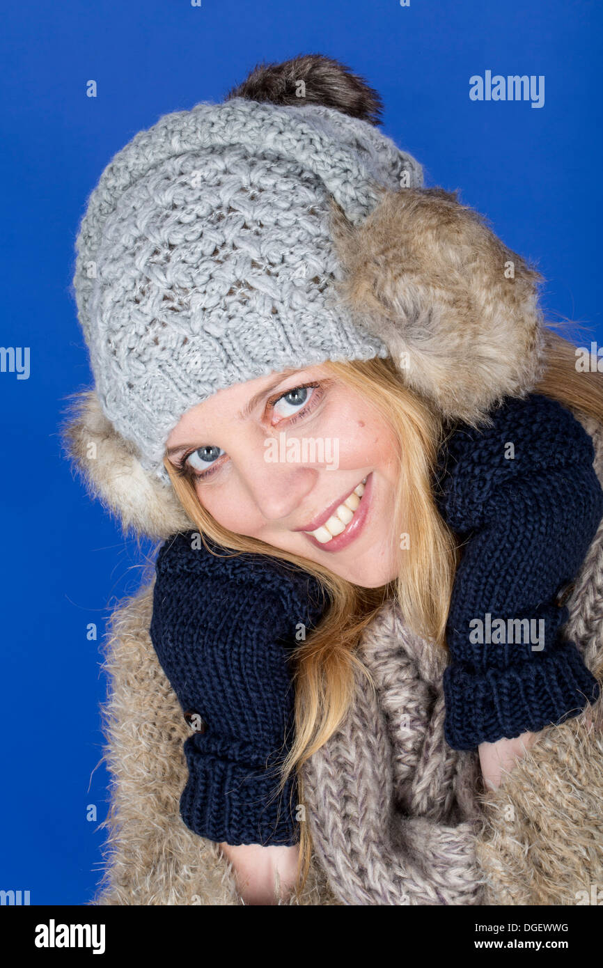 Model Released. Attractive Young Woman Wearing Woolen Hat Stock Photo ...