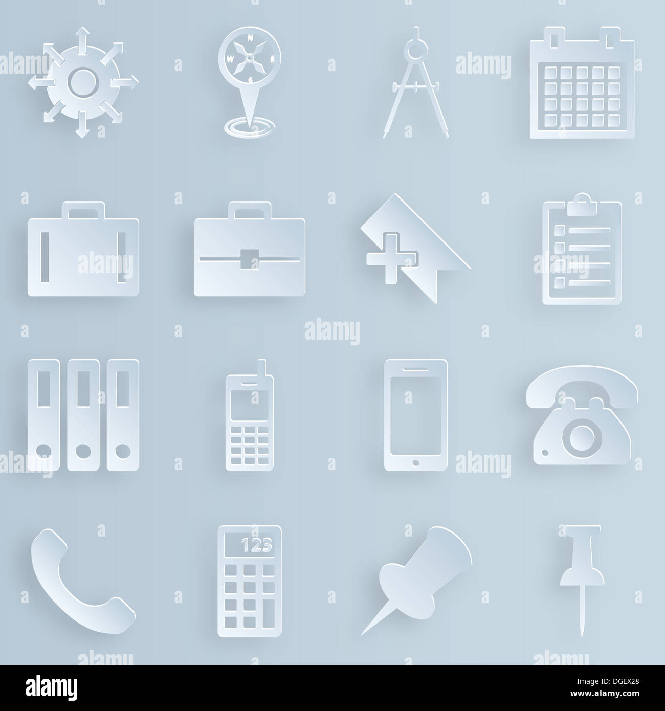 Business, technology, e-commerce, web and shopping icons set paper style Stock Photo