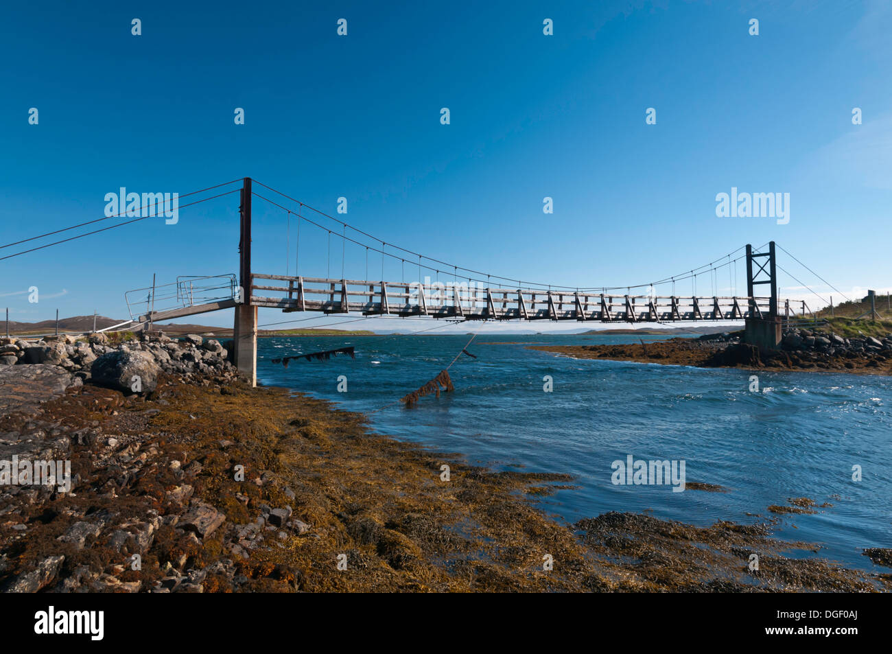 Suspension bridge near Sponnish House Stock Photo