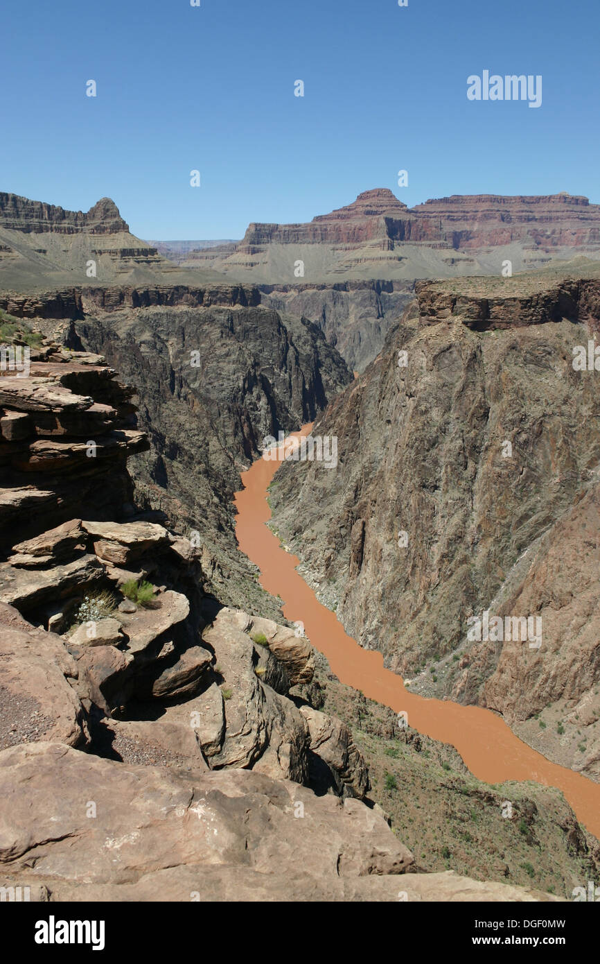 Colorado River seen from Plateau Point, Grand Canyon National Park, Arizona, USA Stock Photo
