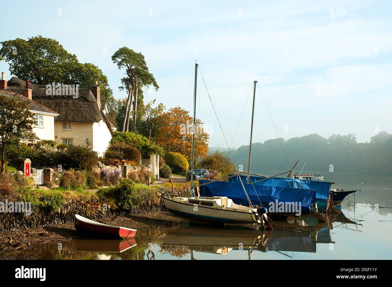 The hamlet of St.Clement on the Tresillian river near Truro in Cornwall, UK Stock Photo