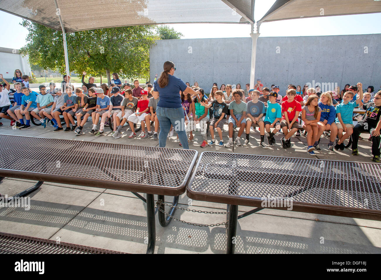 Mission Viejo, CA, middle school students listen to a lecture on