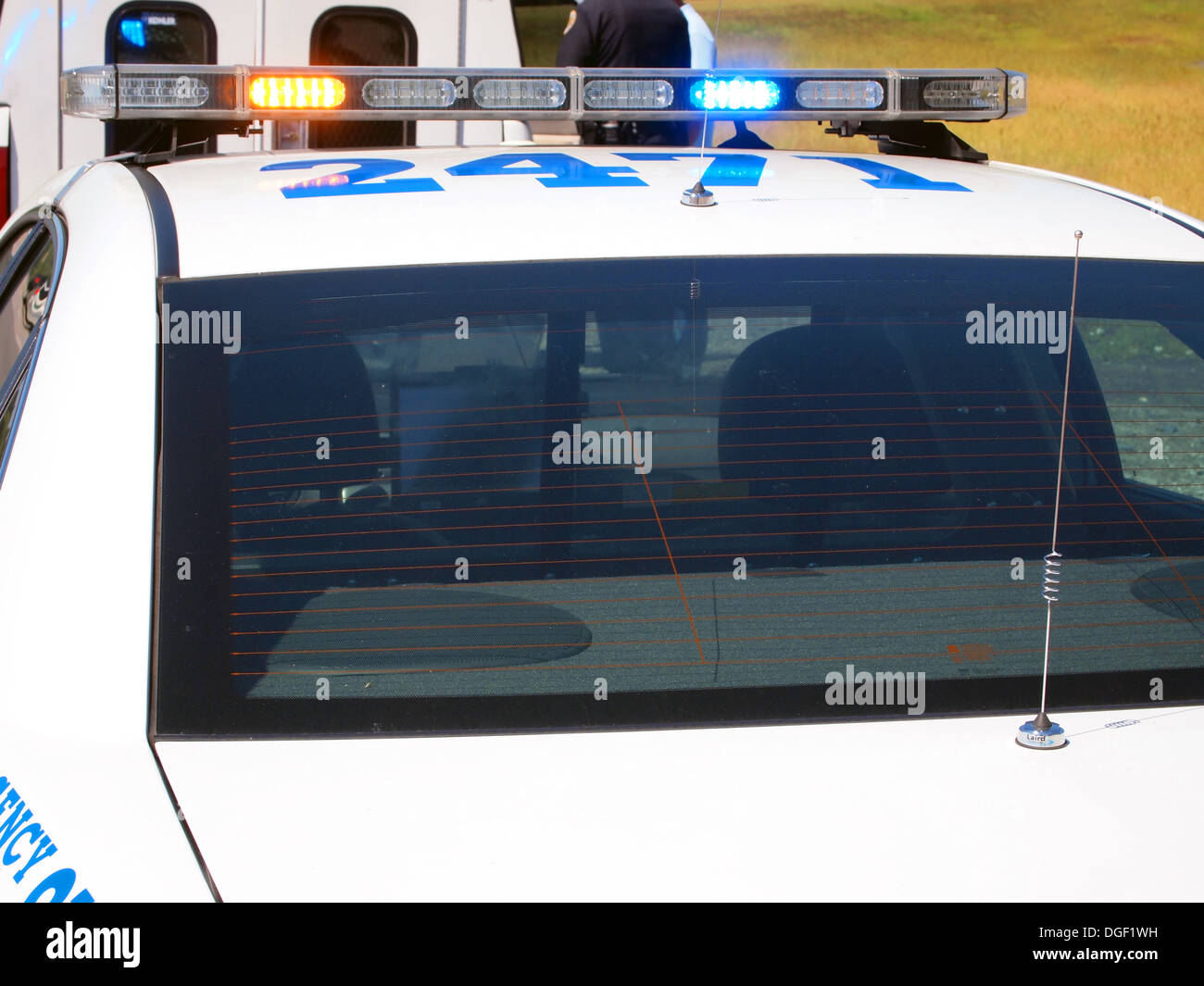 Flashing emergency lights of a Nashville Metropolitan Police Department car, Tennessee, USA Stock Photo