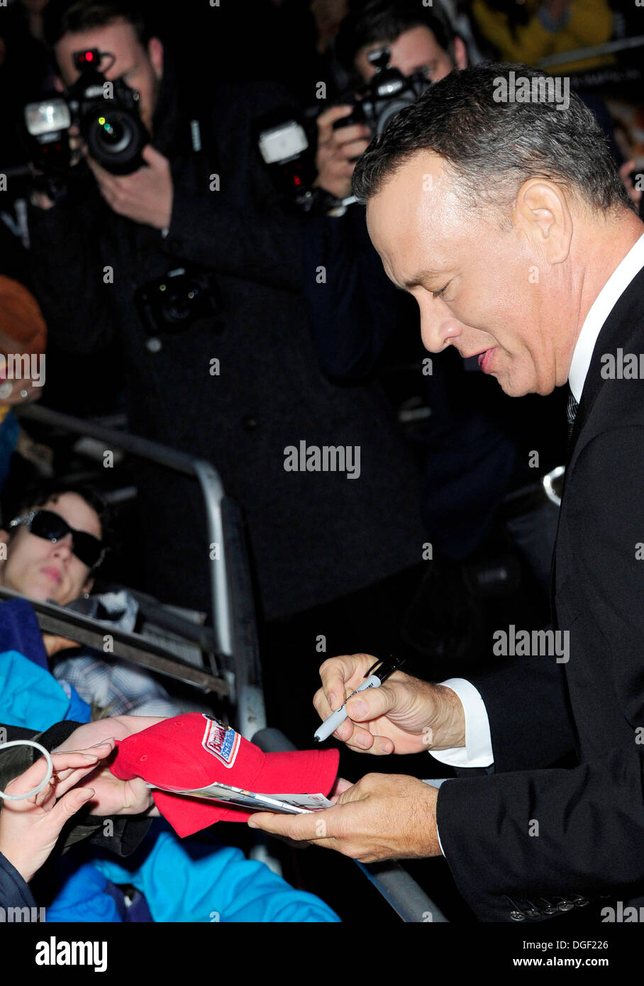 London, UK. 20th Oct, 2013. Tom Hanks attends the World Premiere of Saving Mr.Banks on the 57th BFI London Film Festival Cloing Night Gala at The Odeon Leicester Square , London.20-10-2013 Credit:  Peter Phillips/Alamy Live News Stock Photo
