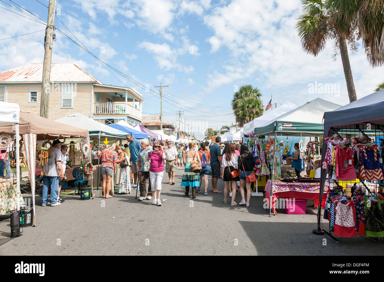 Visitors attending Cedar Key Seafood, arts and crafts festival with
