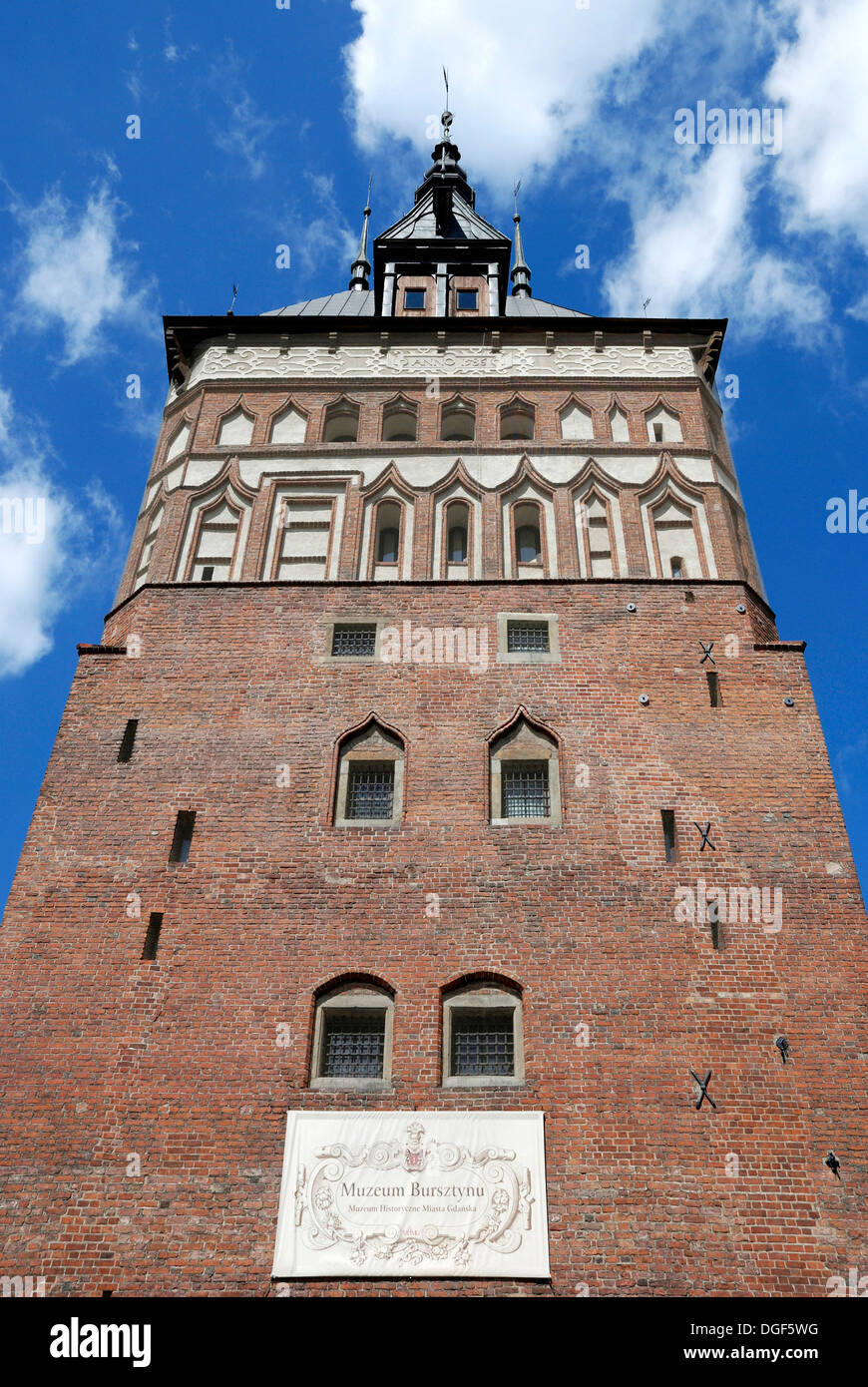 Stock tower with the Amber Museum of Gdansk - Muzeum Bursztynu. Stock Photo