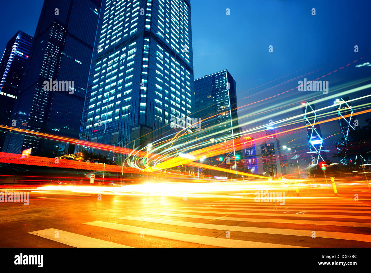The city and the road at night Stock Photo - Alamy