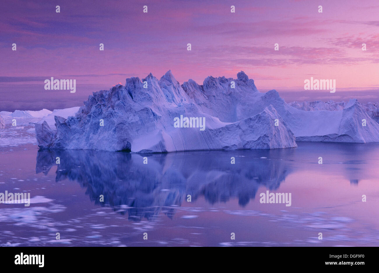 Iceberg in midnight sun, Ilulissat, Jakobshavn glacier, Disko Bay