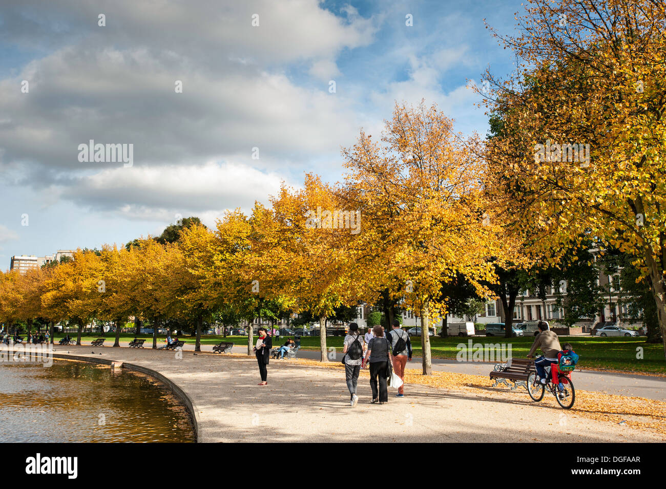 Victoria Park in autumn colours, Hackney, E9, London, United Kingdom Stock Photo