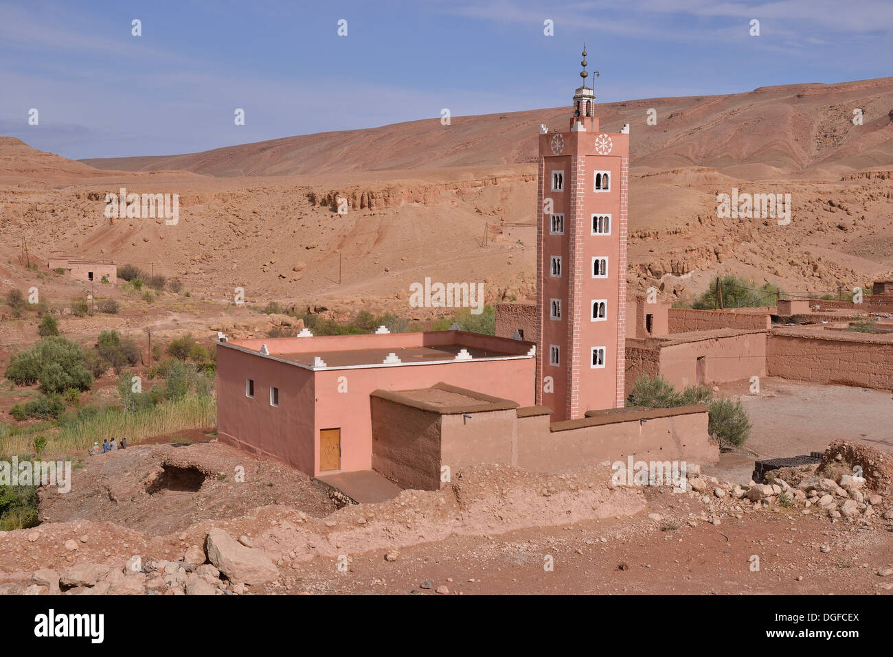 Mosque, Road of the Kasbahs, Ounila-Tal, near Aït-Ben-Haddou, Souss-Massa-Draâ region, Morocco Stock Photo