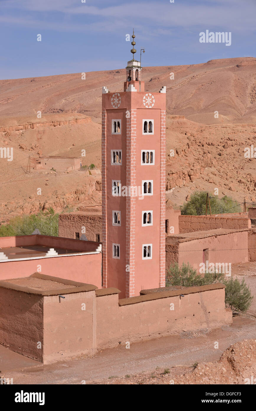 Mosque, Road of the Kasbahs, Ounila-Tal, near Aït-Ben-Haddou, Souss-Massa-Draâ region, Morocco Stock Photo