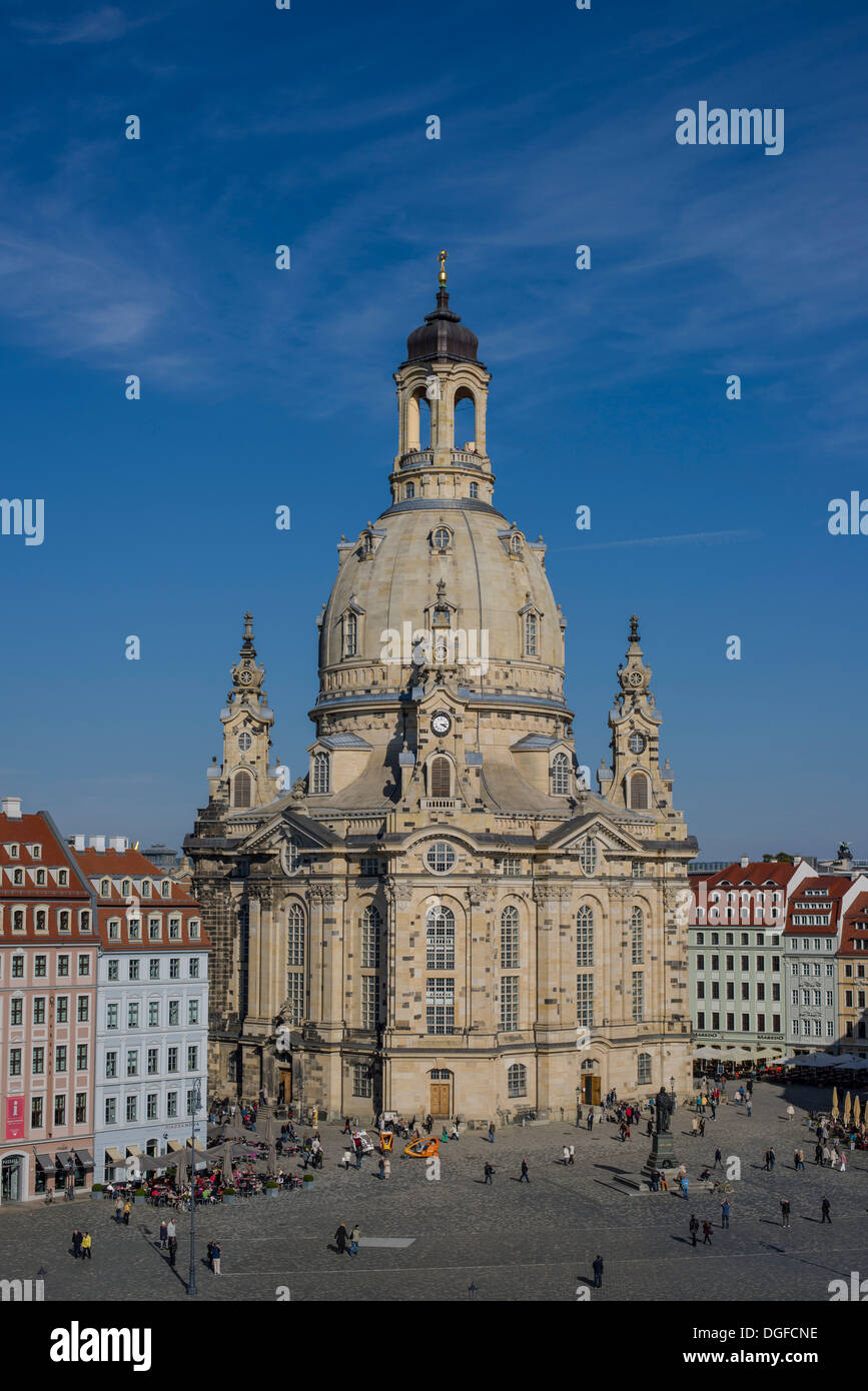 Dresden Frauenkirche church on Neumarkt square, Dresden, Saxony, Germany Stock Photo