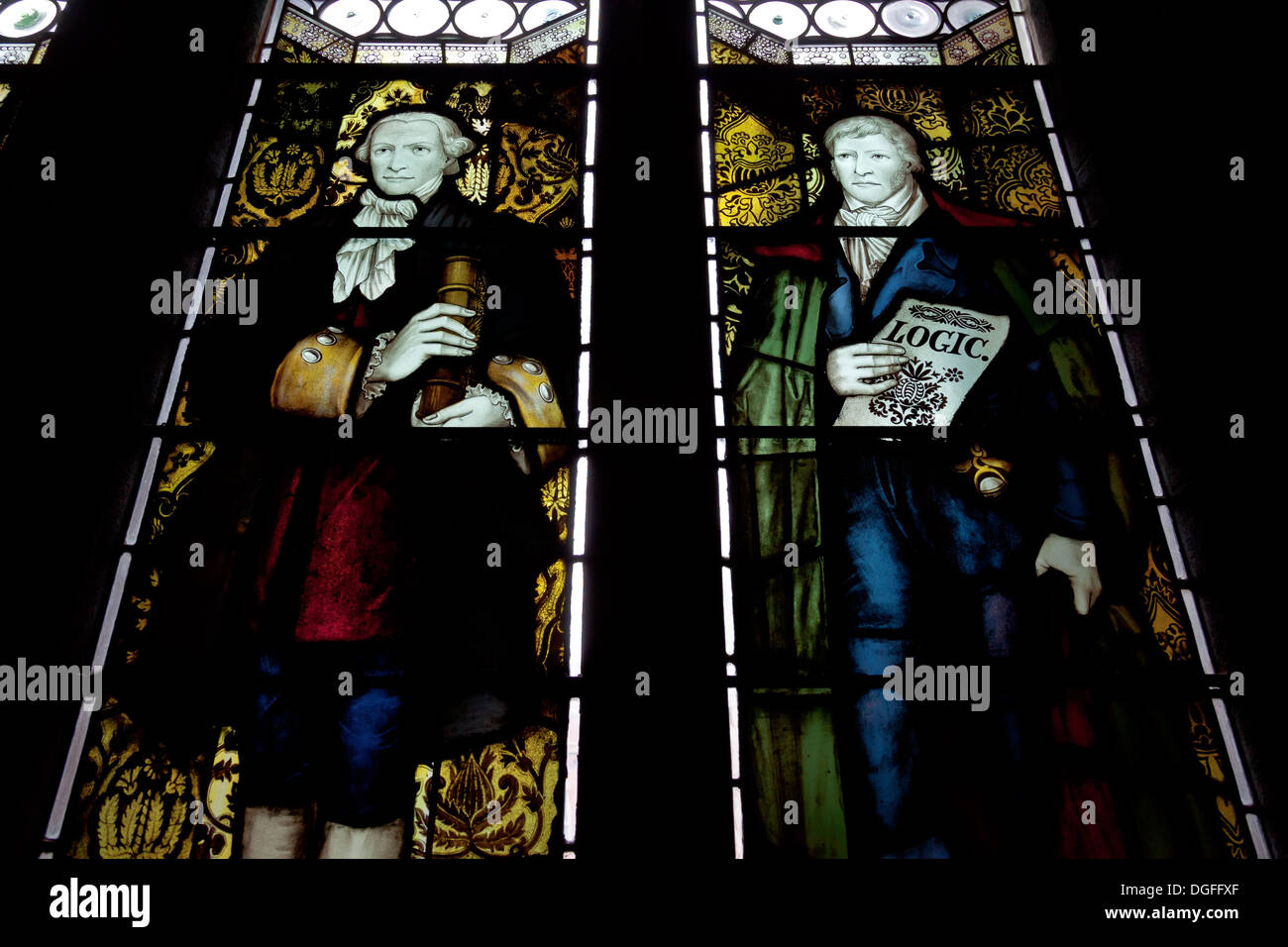 Stained glass windows in John Rylands Library, Deansgate, Manchester UK ...