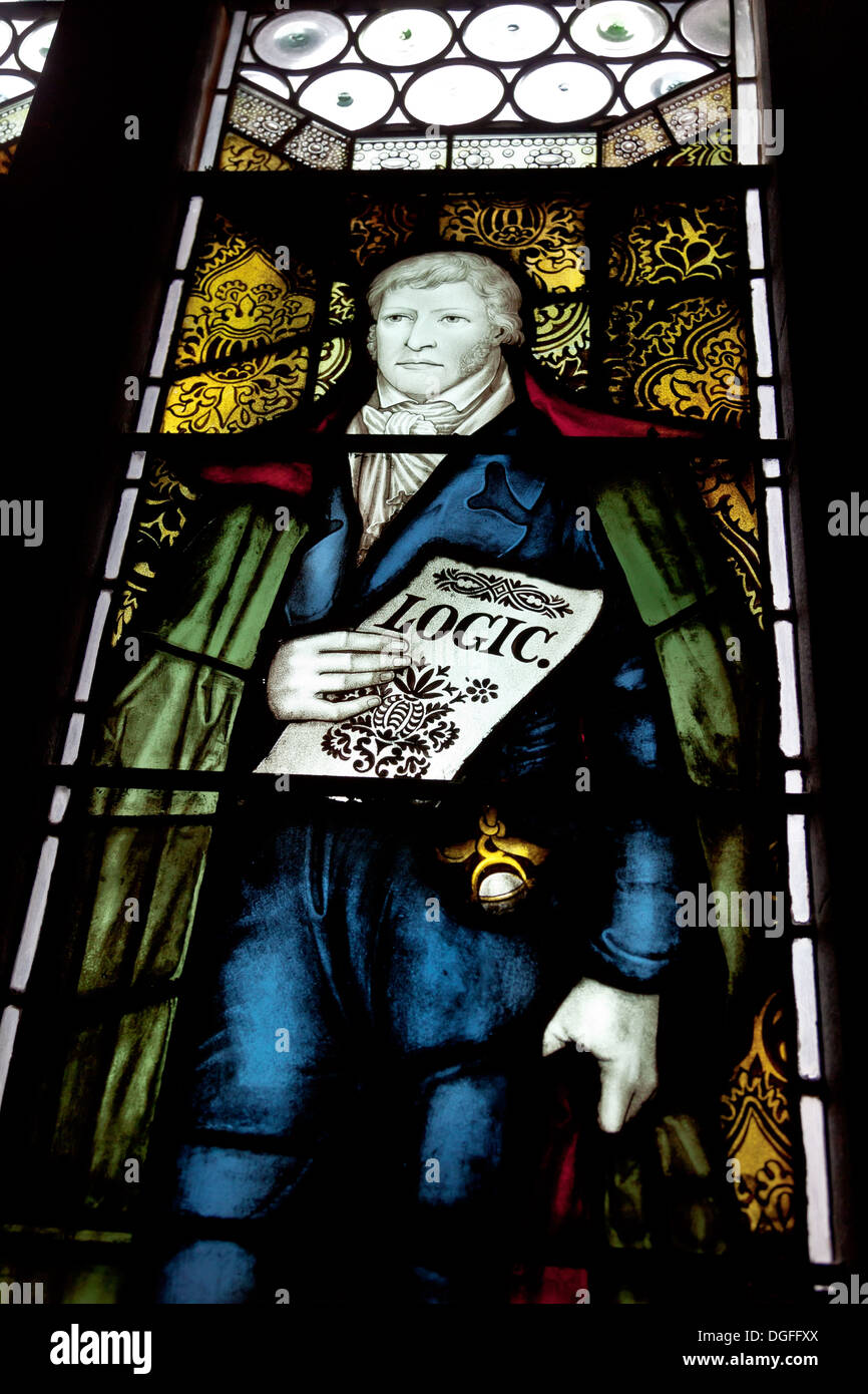 Stained glass windows in John Rylands Library, Deansgate, Manchester UK Stock Photo