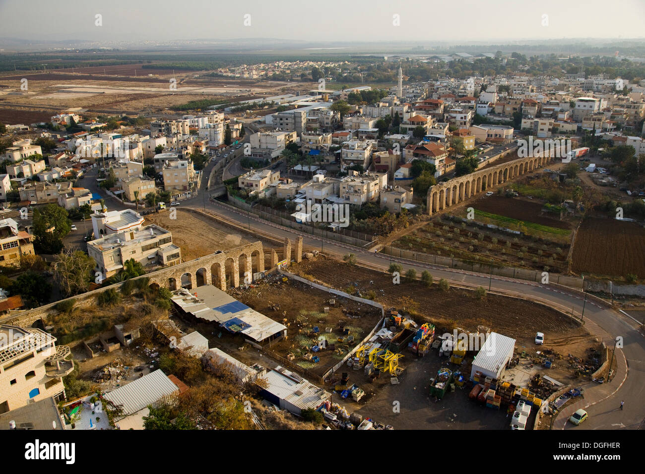 An aerial photo of the Aquaeduct near Lohamei Hagetaot Stock Photo