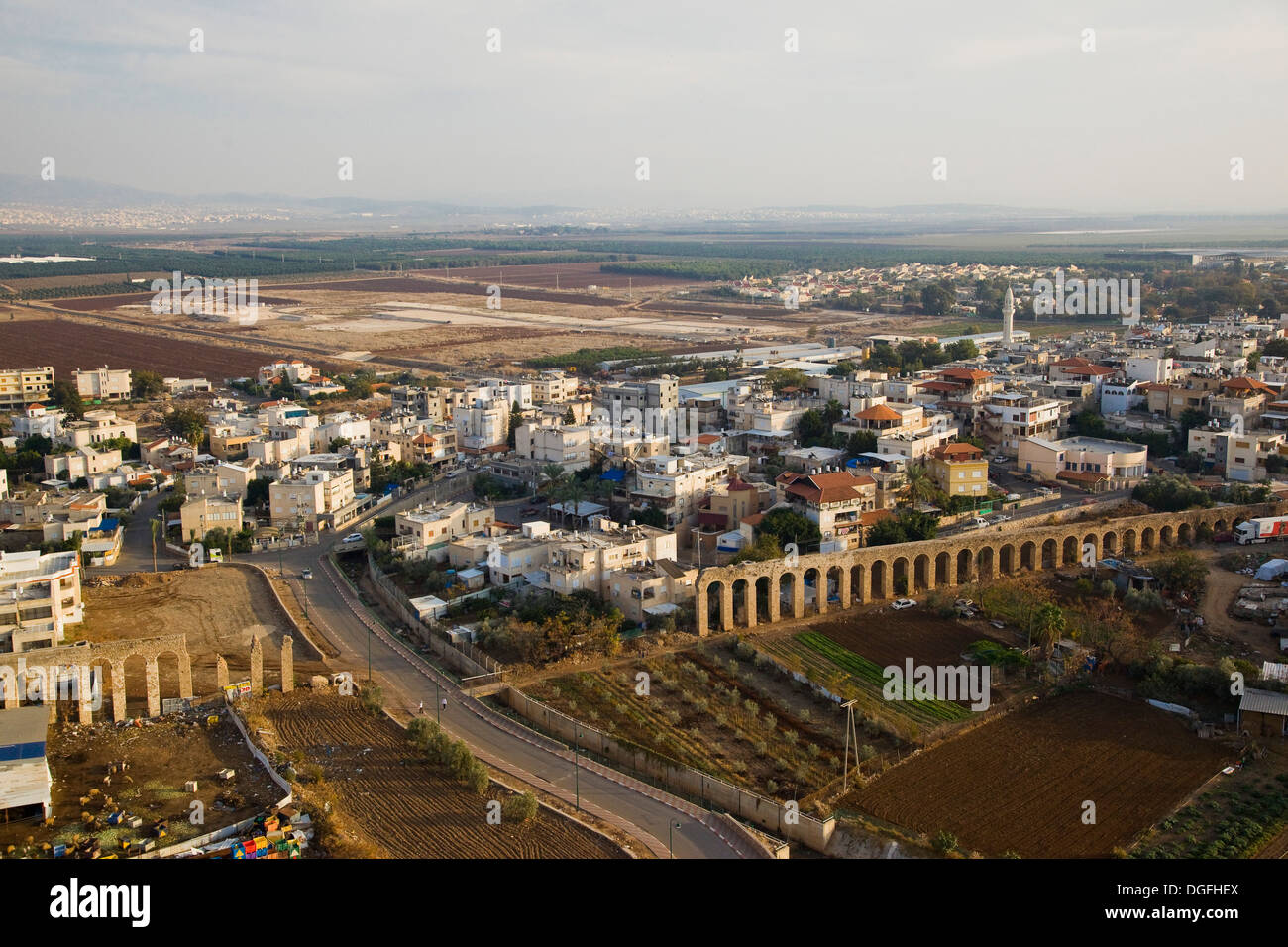 An aerial photo of the Aquaeduct near Lohamei Hagetaot Stock Photo