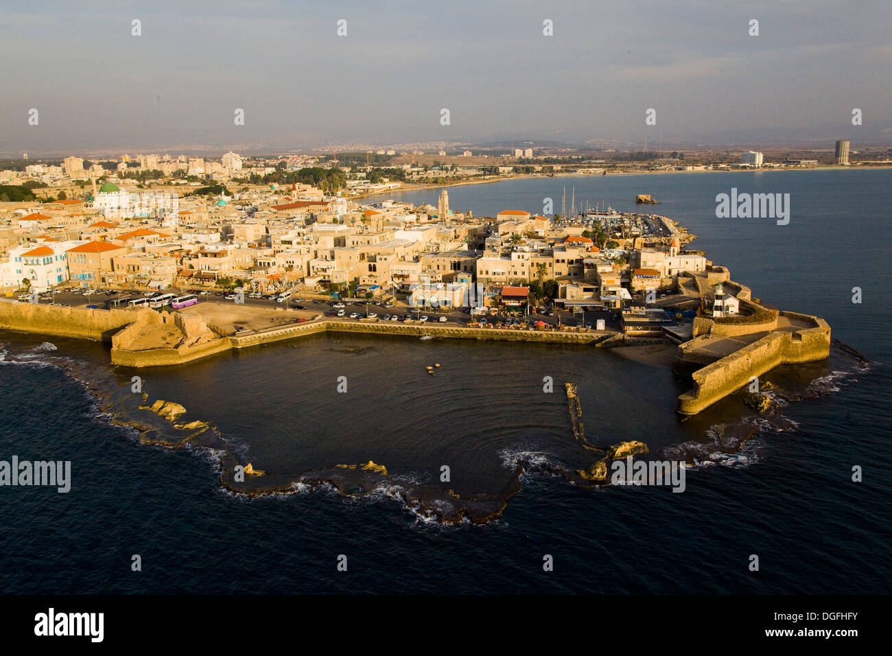 An aerial photo of Acre old city Stock Photo