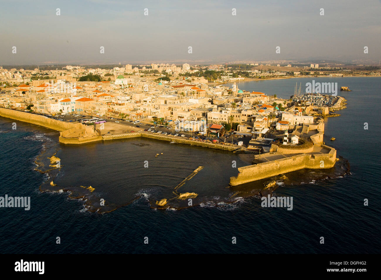 An aerial photo of Acre old city Stock Photo