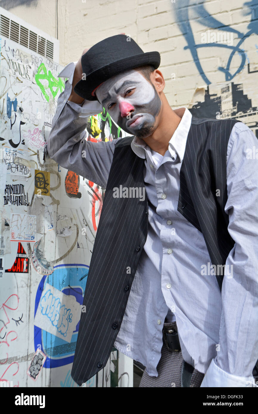 Portrait of Keo, a Cambodian clown off Bedford Avenue in Williamsburg, Brooklyn, New York Stock Photo