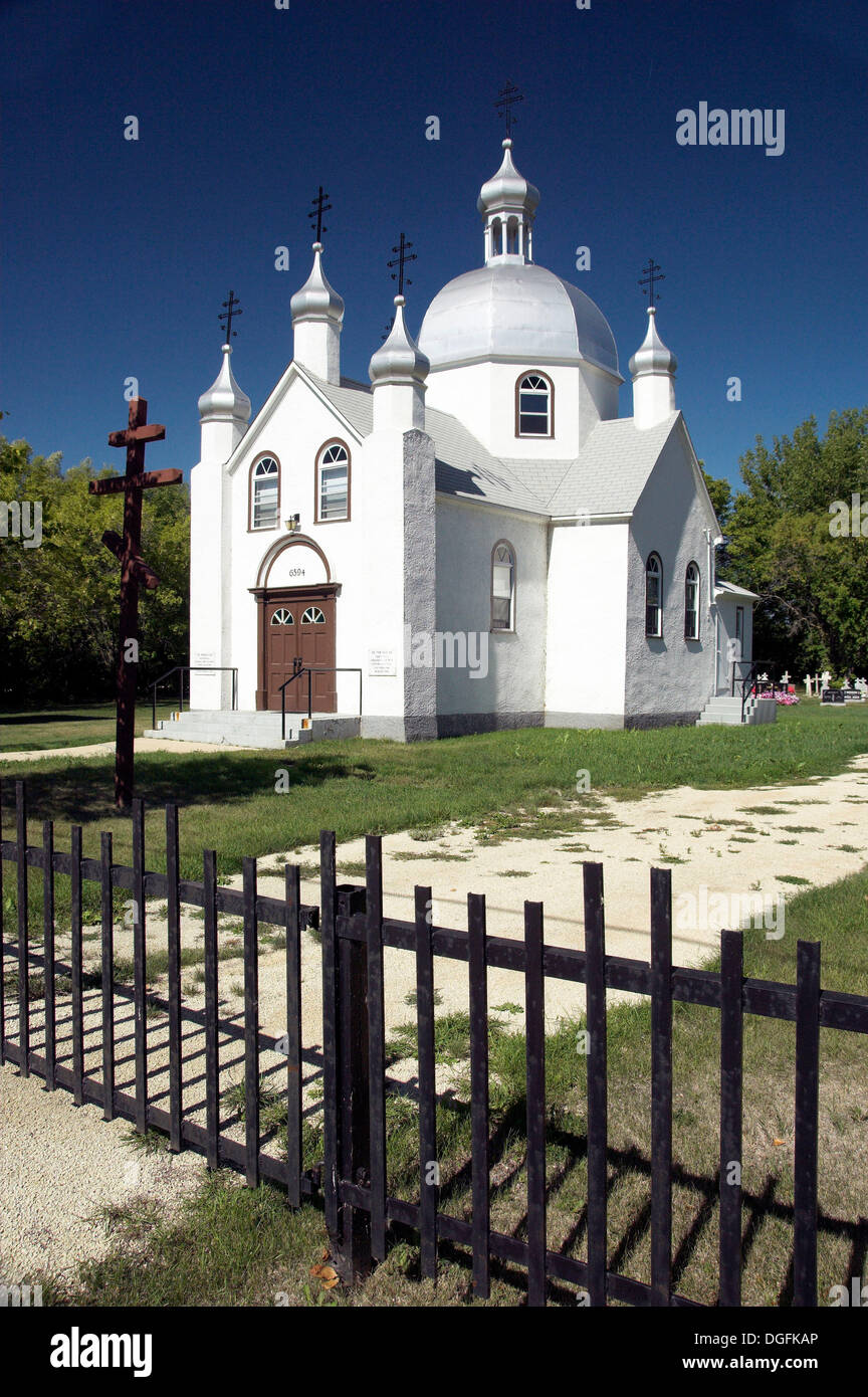 St Nicholas Ukrainian Orthodox Church in Gonor, Manitoba Canada Stock