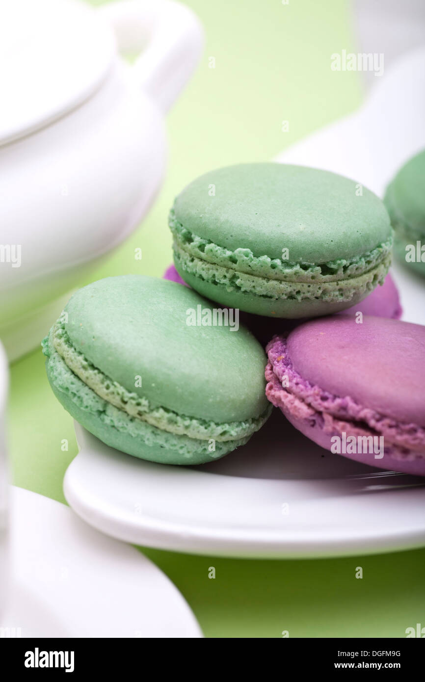 Close-up of sweet French cookies - macaroon Stock Photo