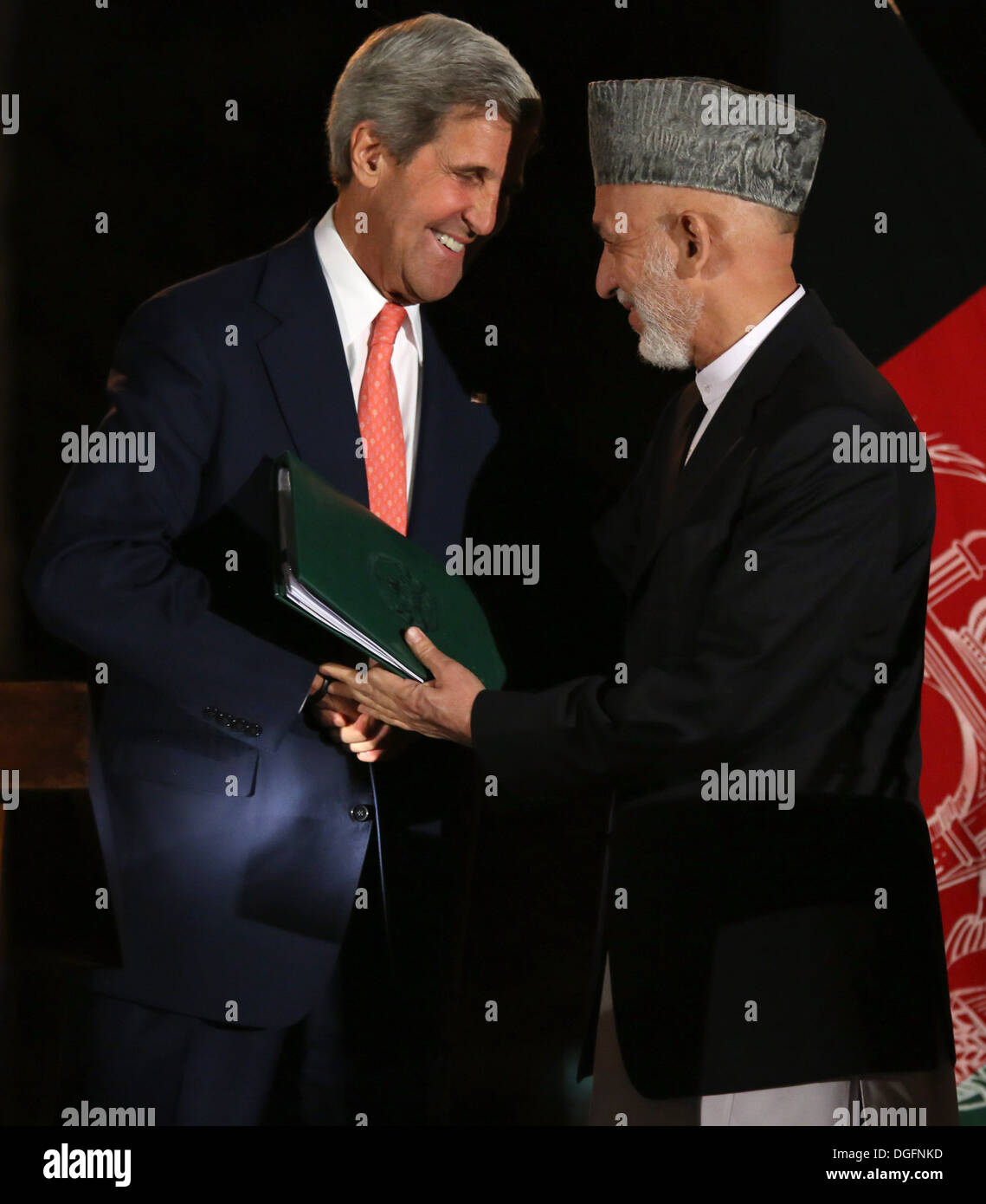 Secretary Kerry Discusses Bilateral Security Agreement With Afghanistan Stock Photo