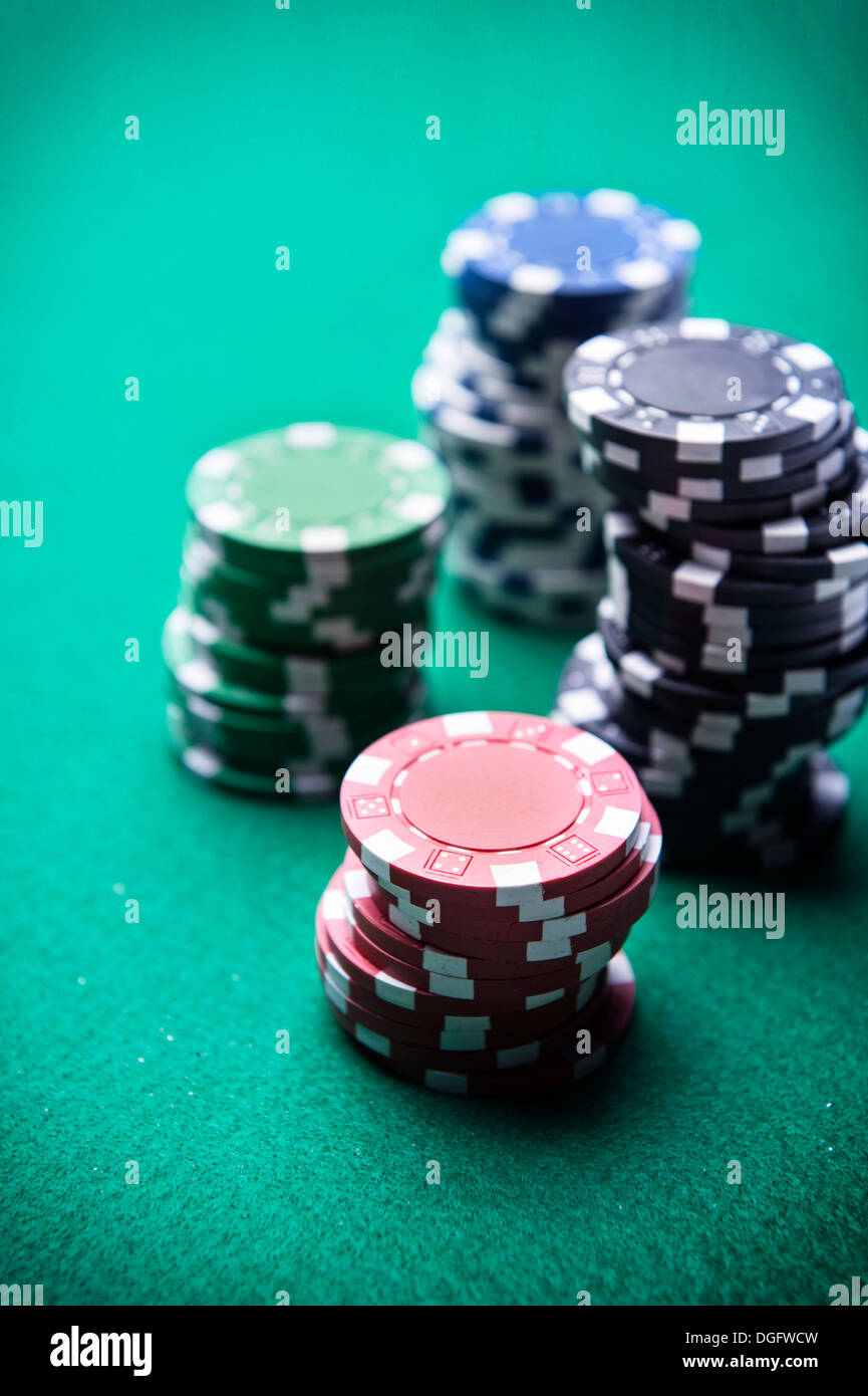 piles of poker chips Stock Photo Alamy