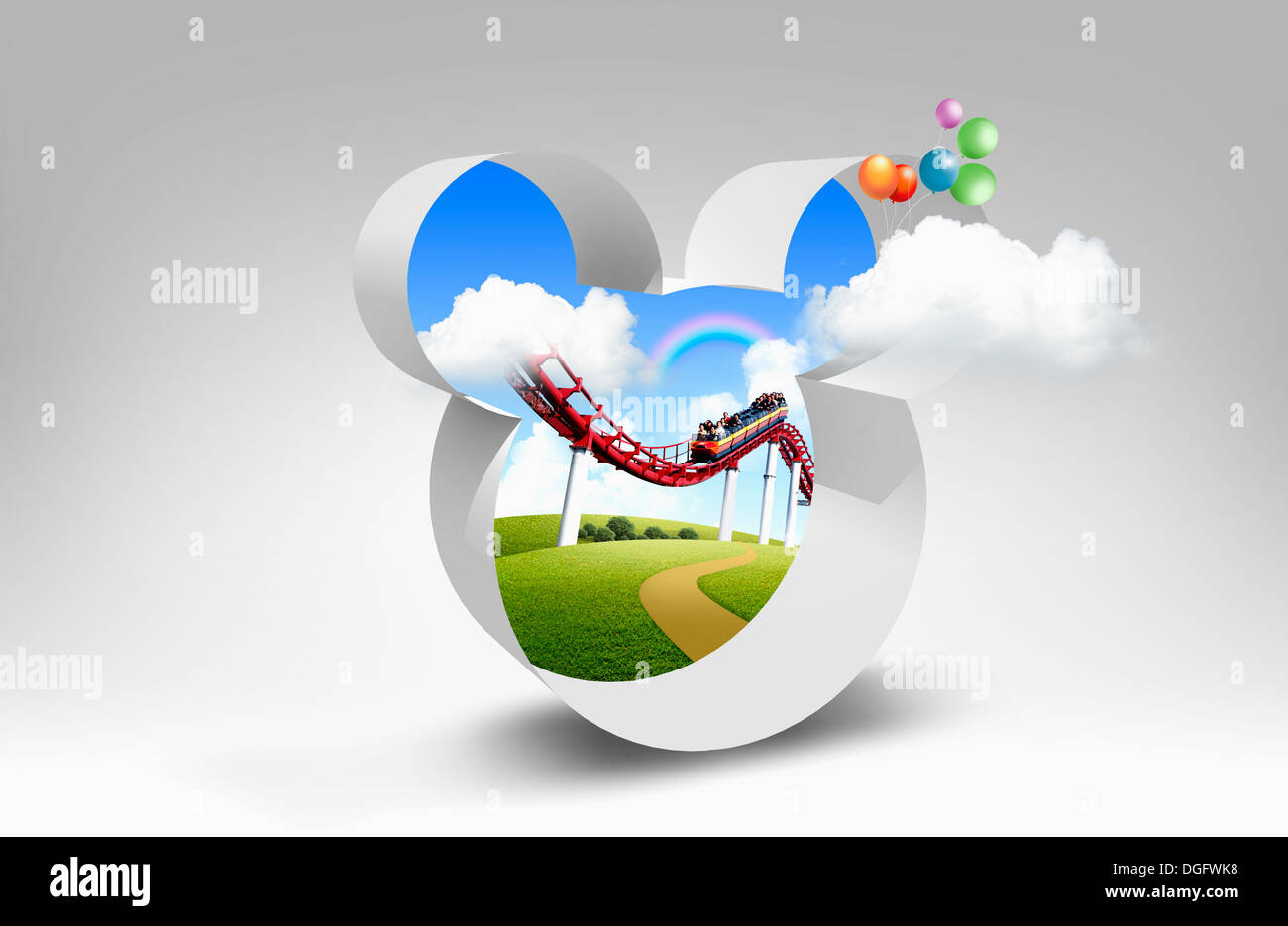 green landscape in a shape of a mickey mouse face Stock Photo - Alamy